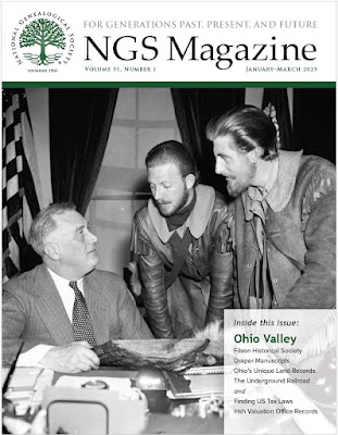 Image shows the January 2025 cover of the National Genealogical Society Quarterly